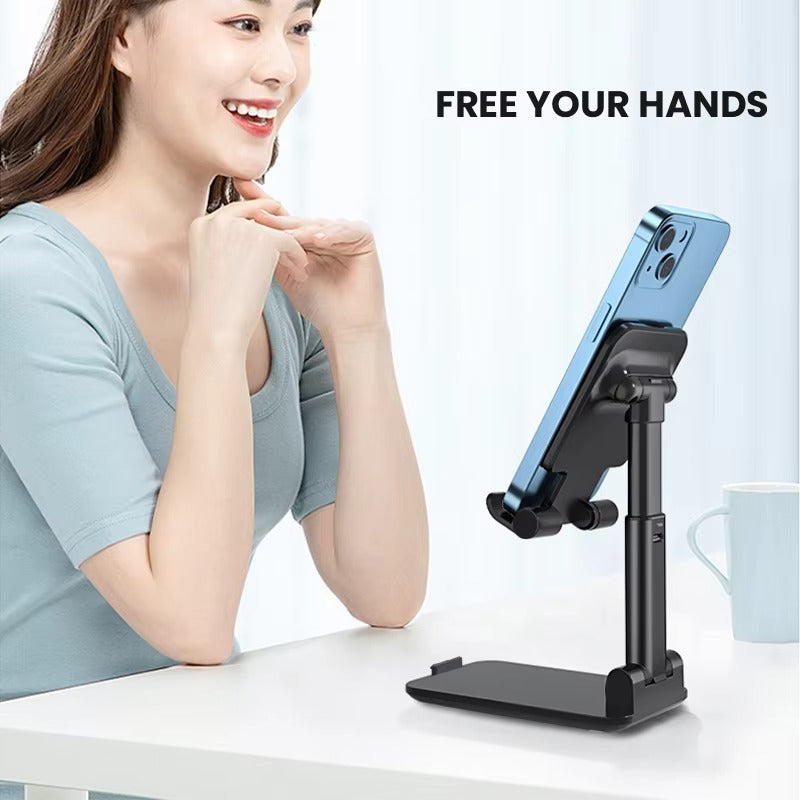 Adjustable Desktop Phone Holder Stand – Universal Mobile Stand with Angle & Height Adjustment Foldable Anti Slip Cell Phone Holder for All Smartphones