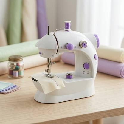 Mini Portable Sewing Machine with Dual Speed & LED Light | Electric Household Sewing Machine for Beginners, DIY Crafts & Home Repair