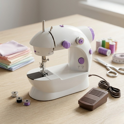 Mini Portable Sewing Machine with Dual Speed & LED Light | Electric Household Sewing Machine for Beginners, DIY Crafts & Home Repair