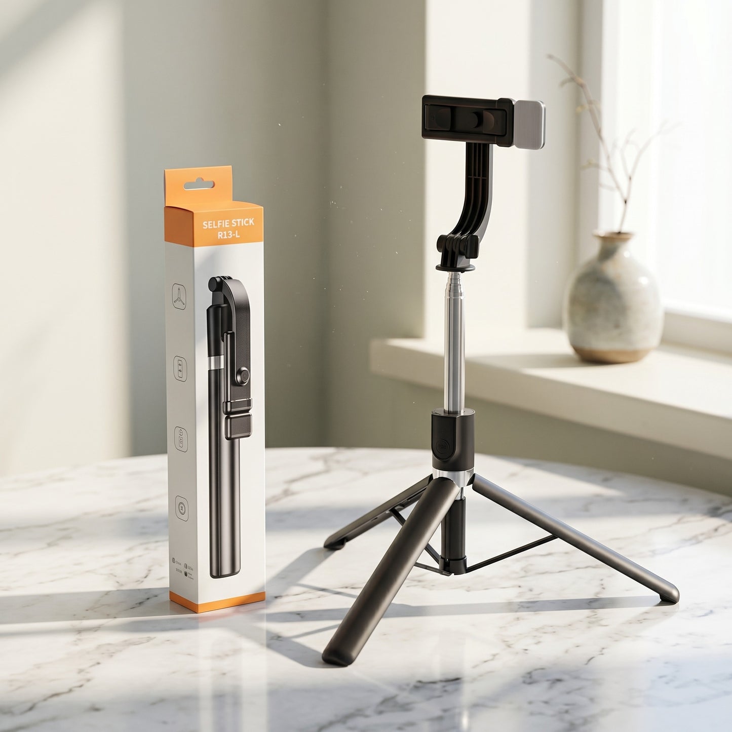 4-in-1 Bluetooth Selfie Stick Tripod with LED Fill Light & Wireless Remote | Extendable Phone Holder for iPhone & Android