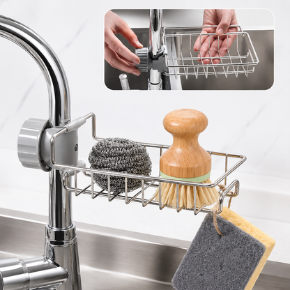 Stainless Steel Adjusting Multifunctional Kitchen Faucet Sponge Holder Durable And Convenient Storage Solution For Everyday Use