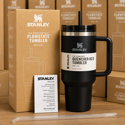 Stanley Tumblers 40oz Insulated Stainless Steel Tumbler with Handle & Straw | Double Wall Vacuum Travel Mug for Hot & Cold Drinks