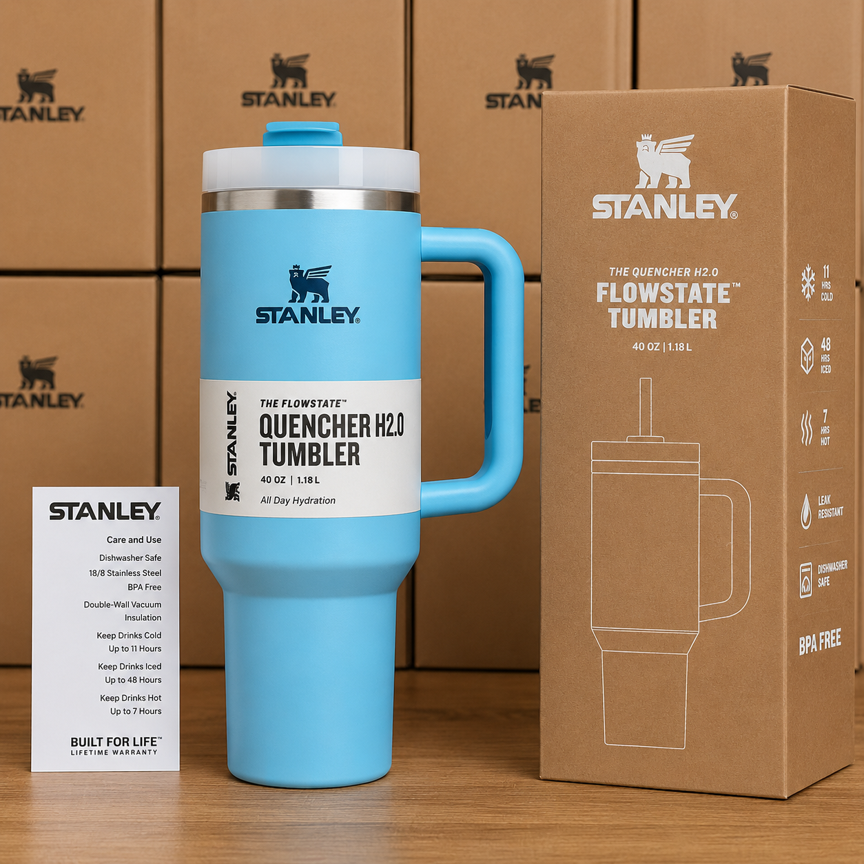 Stanley Tumblers 40oz Insulated Stainless Steel Tumbler with Handle & Straw | Double Wall Vacuum Travel Mug for Hot & Cold Drinks