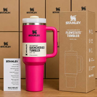 Stanley Tumblers 40oz Insulated Stainless Steel Tumbler with Handle & Straw | Double Wall Vacuum Travel Mug for Hot & Cold Drinks