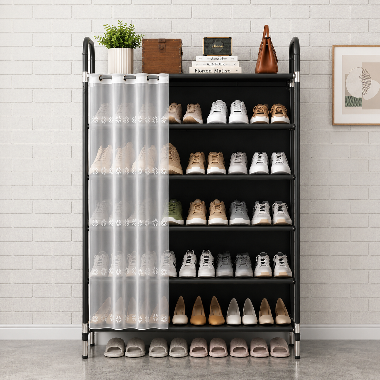 6 Layer Dustproof Indoor Shoe Rack - Home Accessory Designed For Footwear Storage And Organization Routine