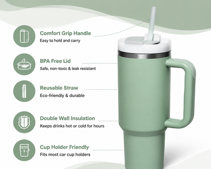 Stanley 40oz Tumbler Flip Straw Lid Replacement Leak Resistant Reusable Straw Cap