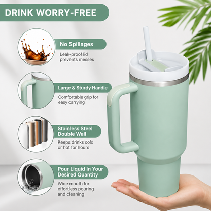 Stanley 40oz Tumbler Flip Straw Lid Replacement Leak Resistant Reusable Straw Cap