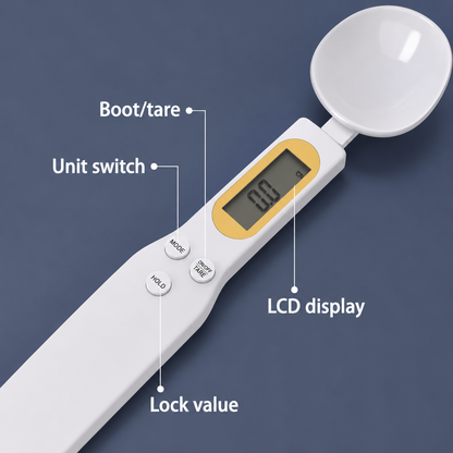 Digital Measuring Spoon Scale High Precision Electronic Kitchen Food Scale 500g/0.1g for Cooking, Baking & Coffee