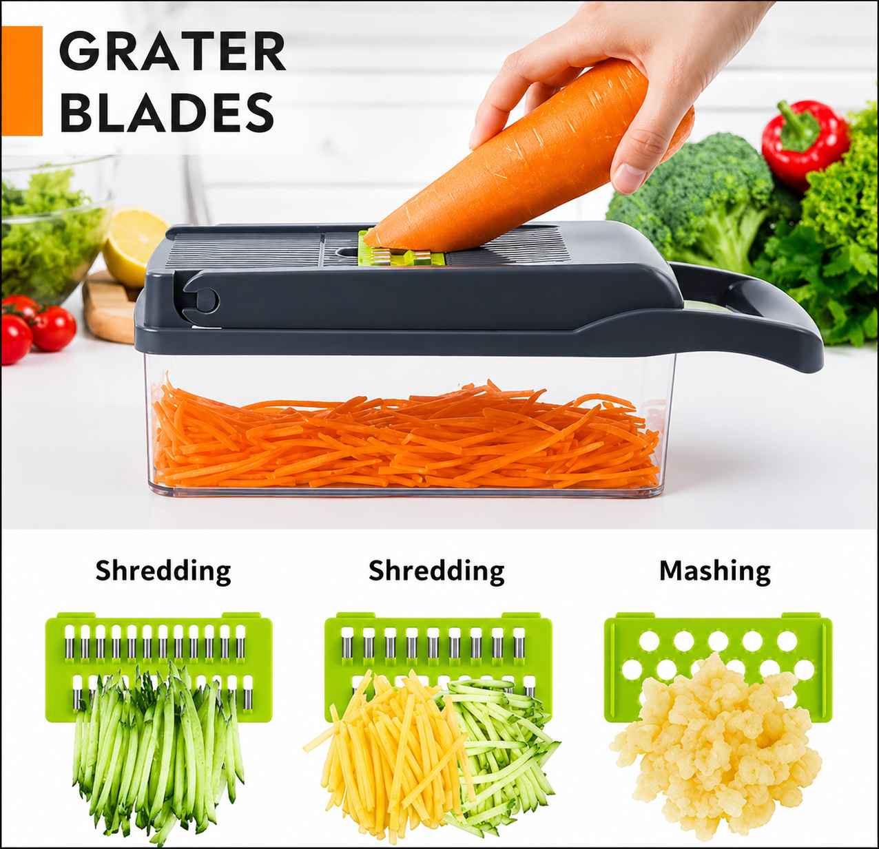 16 in 1 Multifunction Vegetable Cutter & Mandoline Slicer  Food Chopper, Onion Dicer, Grater & Kitchen Vegetable Slicer Set