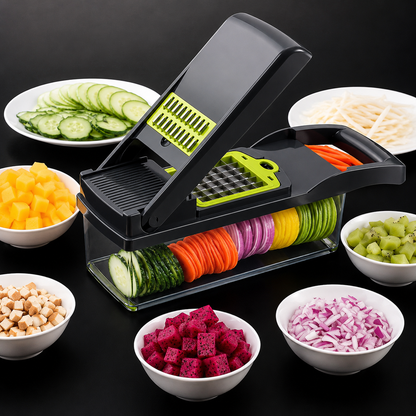 16 in 1 Multifunction Vegetable Cutter & Mandoline Slicer  Food Chopper, Onion Dicer, Grater & Kitchen Vegetable Slicer Set