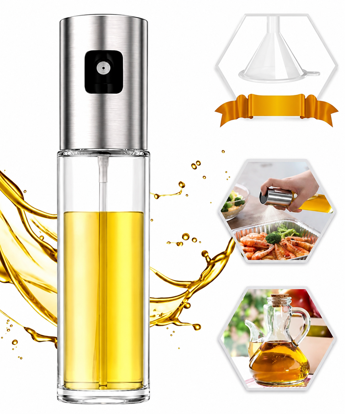 100ml Oil Spray Bottle Refillable Olive Oil Sprayer for Cooking, Air Fryer, BBQ, Salad & Kitchen Use