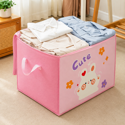 Cartoon Quilt Storage Bag – Large Capacity Clothes, Blanket & Toy Organizer with Handle