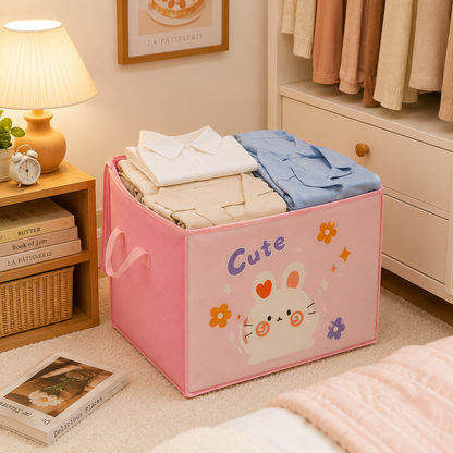 Cartoon Quilt Storage Bag – Large Capacity Clothes, Blanket & Toy Organizer with Handle