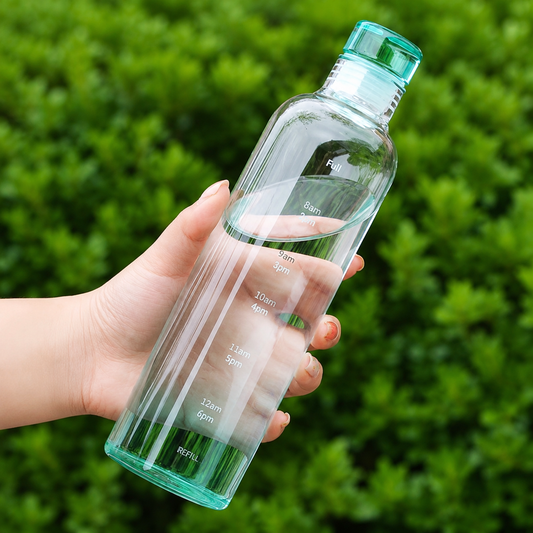 500ml Motivational Water Bottle with Time Markers Transparent Leakproof Fitness & Daily Hydration Bottle