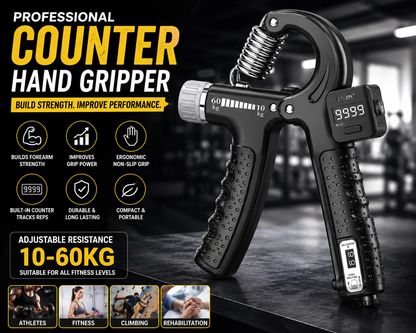 Professional Counter Hand Gripper Adjustable Resistance 10-60KG Digital Grip Strength Trainer for Forearm, Wrist & Finger Exercise
