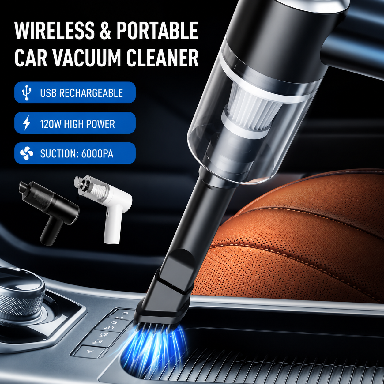 3 in 1 Cordless Vacuum Cleaner Portable Handheld Car Vacuum, Air Duster & Blower with Powerful Suction, USB Rechargeable