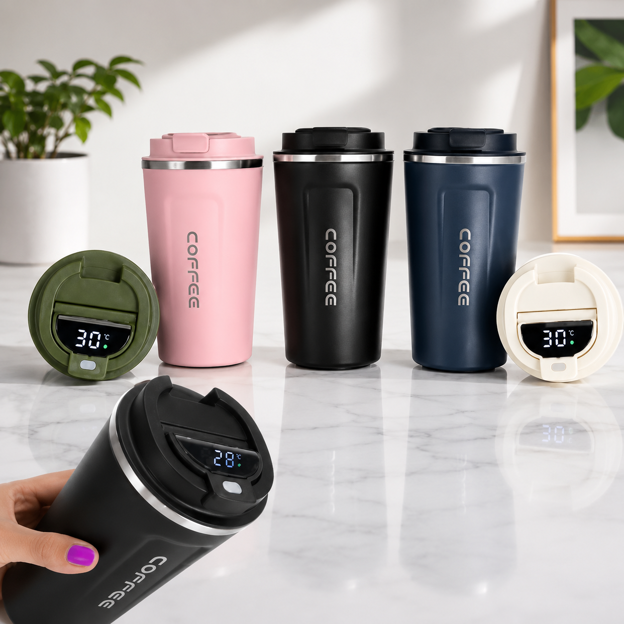 Smart Temperature Display Coffee Tumbler Stainless Steel Vacuum Insulated Travel Mug with LED Temperature Screen