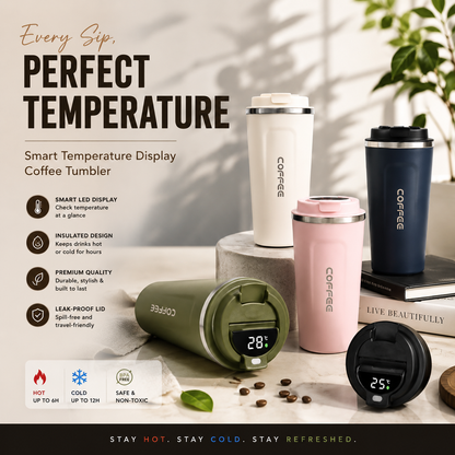 Smart Temperature Display Coffee Tumbler Stainless Steel Vacuum Insulated Travel Mug with LED Temperature Screen