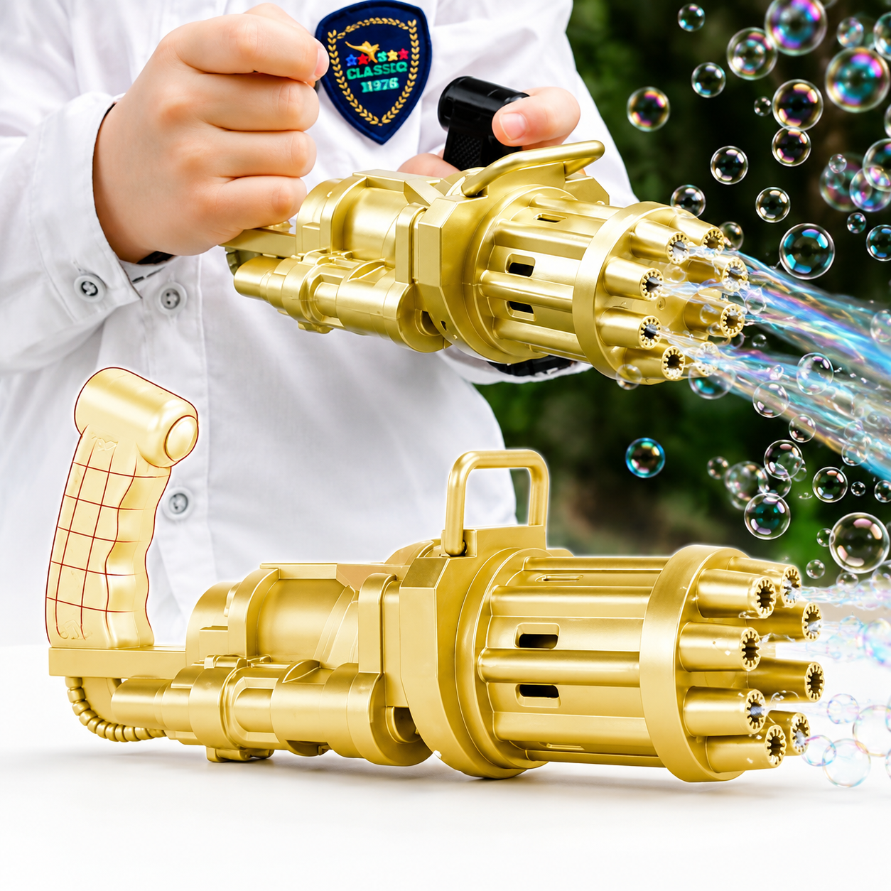 Automatic Bubble Gun Machine Fun Outdoor Toy for Kids