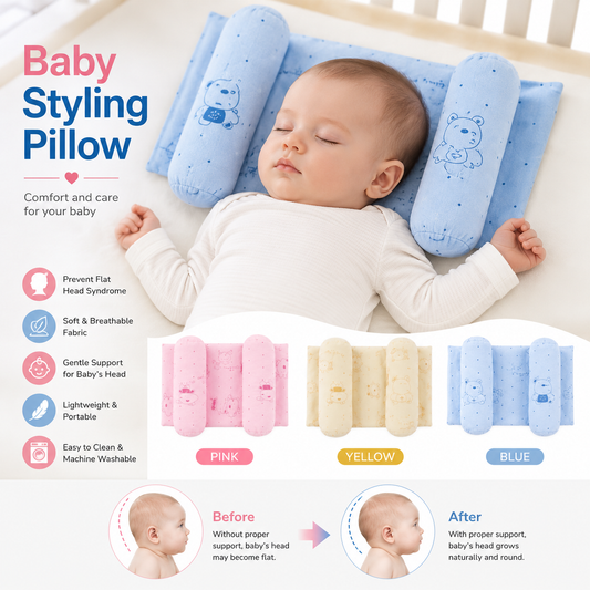 Baby Head Shaping Pillow Adjustable Memory Foam Pillow for Flat Head Prevention