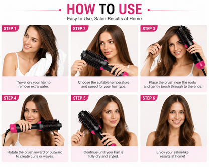 Hair Dryer Brush 3-in-1 Hot Air Brush Hair Styling Machine Brush for Women Fast Drying Styling Straightening Curling