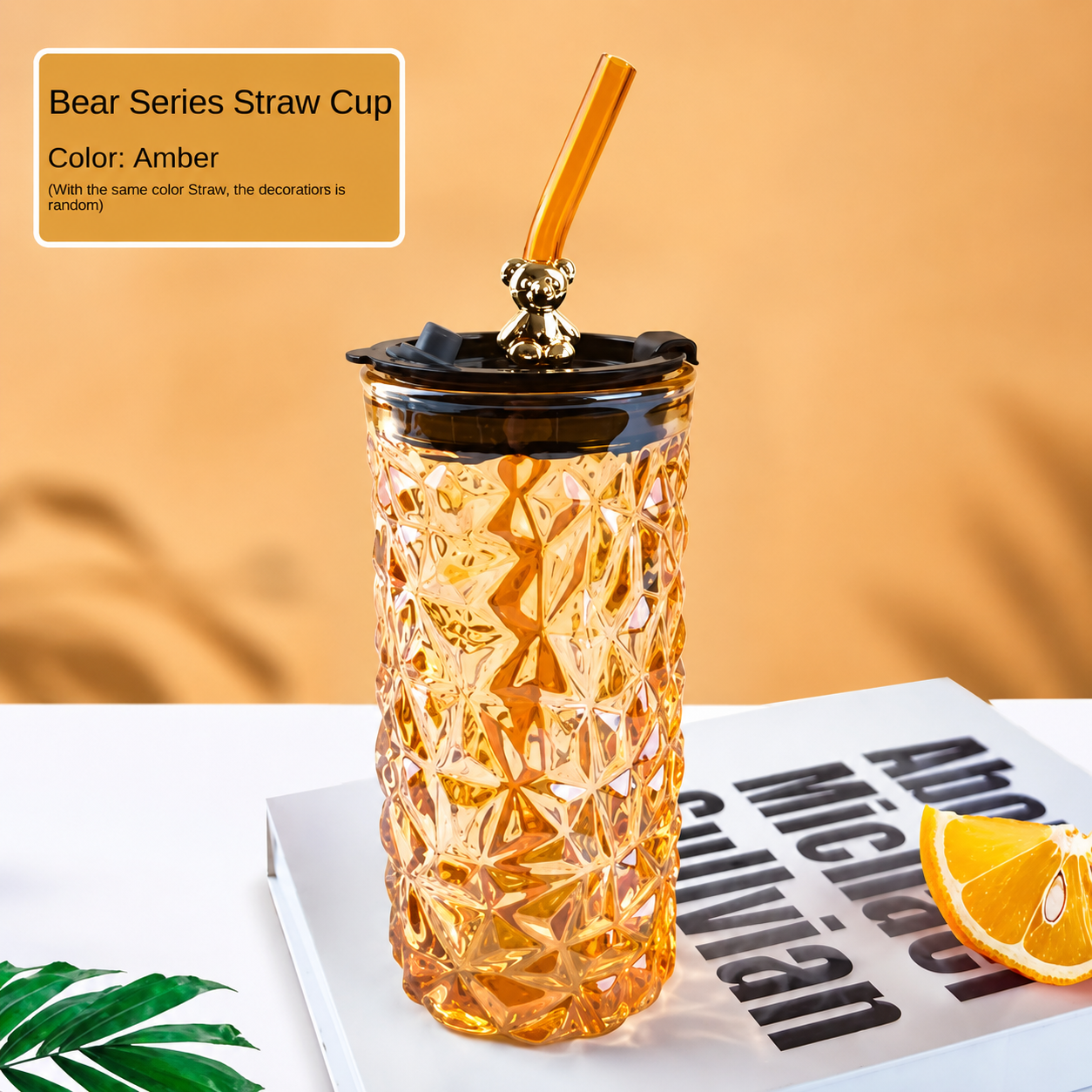 450ml Glass Mason Jar Tumbler with Straw & Silver Bear Lid Cute Drinking Cup for Iced Coffee, Bubble Tea, Juice & Smoothies