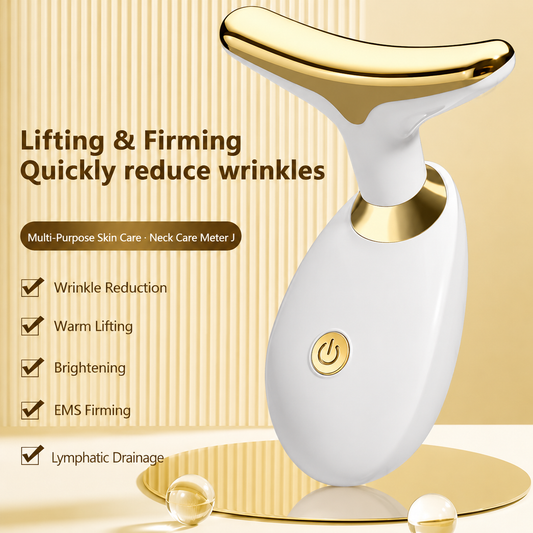 LED Photon Therapy Neck & Face Massager EMS Skin Tightening Device for Face Lifting, Wrinkle Reduction & Anti-Aging Skincare