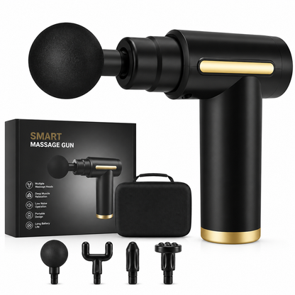 Professional Smart Percussion Massage Gun High-Intensity Deep Tissue Muscle Massager With 4 Interchangeable Heads