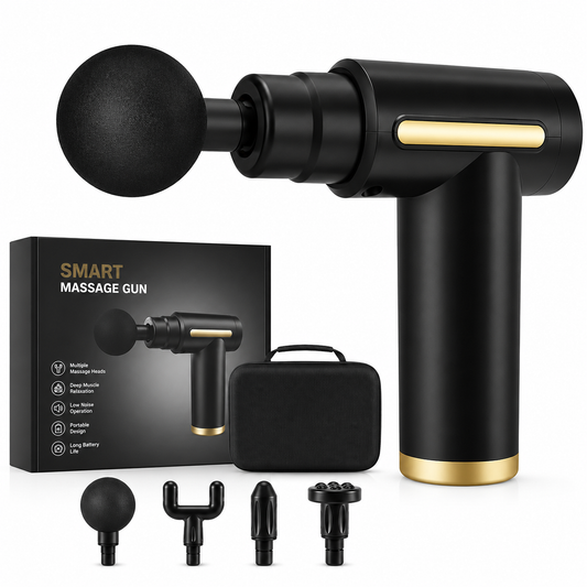 Professional Smart Percussion Massage Gun High Intensity Deep Tissue Muscle Massager With 4 Interchangeable Heads