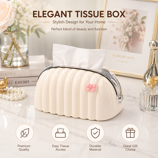 Decorative Shell Tissue Box Case Elegant And Modern Napkin Holder Stylish Daily Use Home And Office Accessory