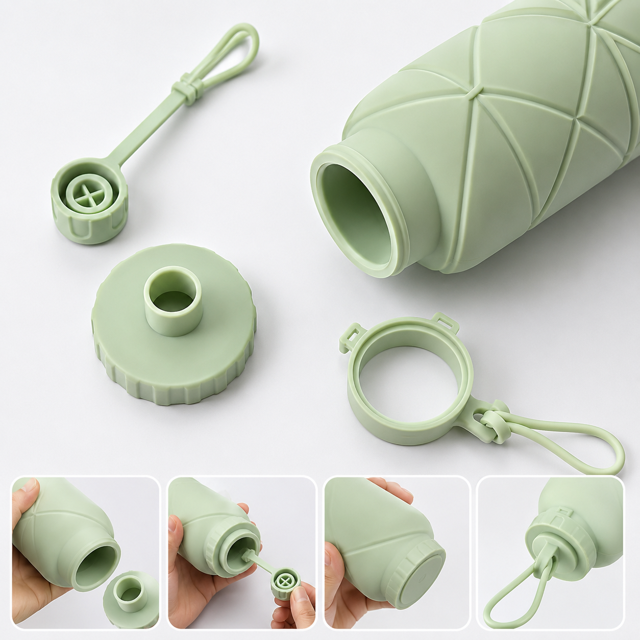 Silicone Folding Bottle | 600ML Silicon Foldable Bottle | Smart Travel Bottle Collapsible Design (Random Color)