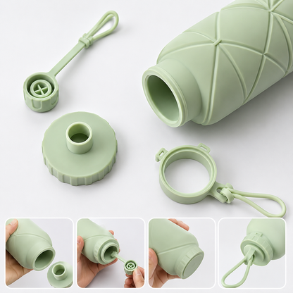 Silicone Folding Bottle | 600ML Silicon Foldable Bottle | Smart Travel Bottle Collapsible Design (Random Color)