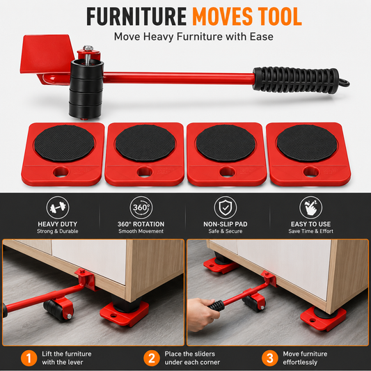 Furniture Transport Lifter Tool Set | Mover Roller Device | Heavy Stuffs Moving Hand Tools