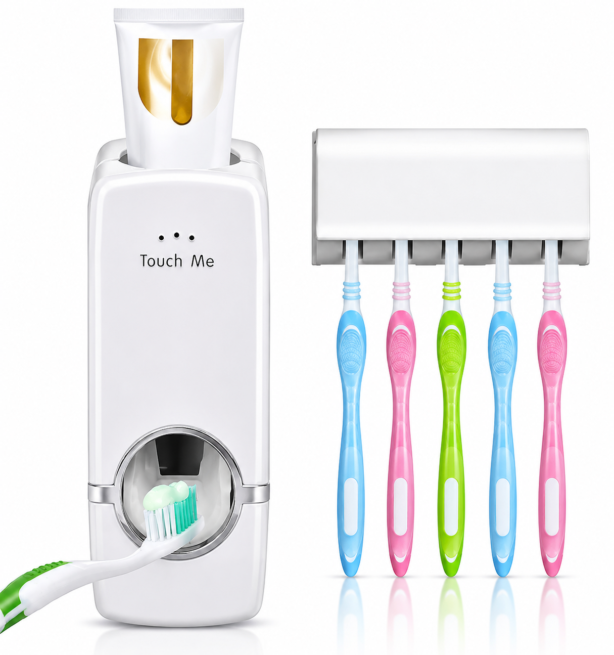 Automatic Toothpaste Dispenser With Toothbrush Holder Easy Use Bathroom Accessory