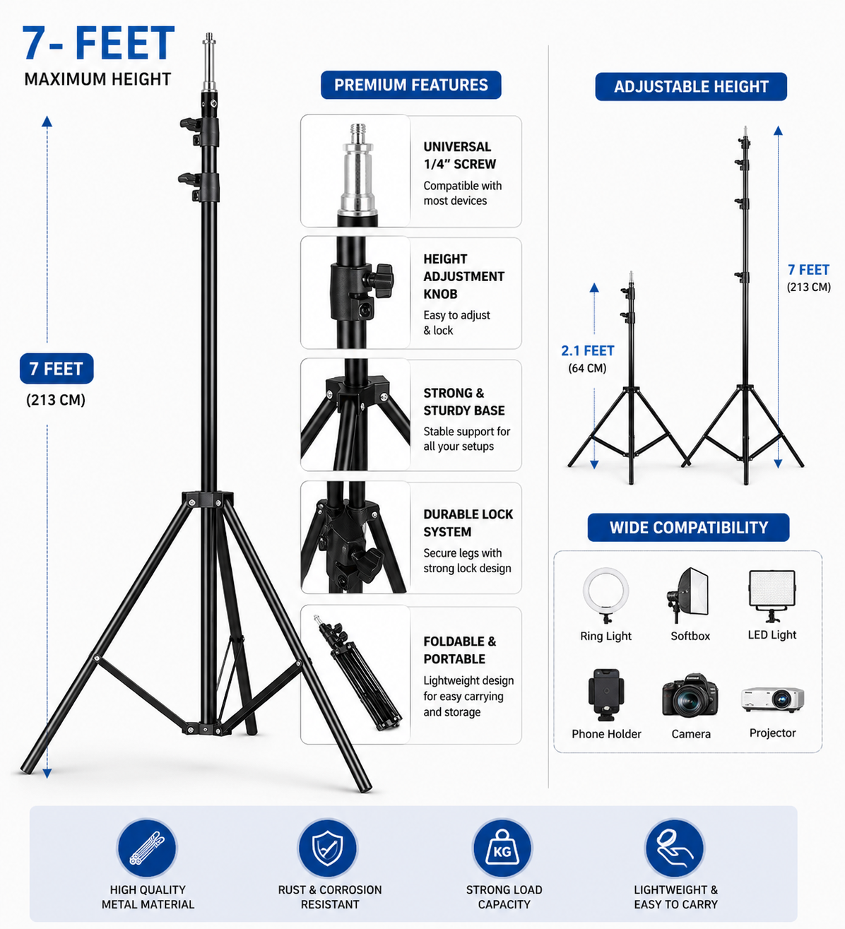 26CM LED Ring Light with Phone Holder & 7Ft Adjustable Tripod Stand | Dimmable Ring Light for Video Shooting, Photography, Live Streaming, Makeup & TikTok