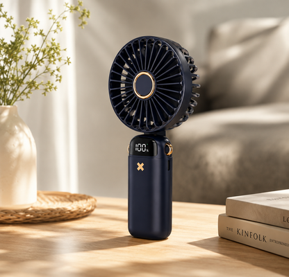 USB Mini Handheld Fan Rechargeable Portable Fan with LED Display 5 Speed Adjustable Cooling Fan for Office, Home, Travel & Outdoor Use