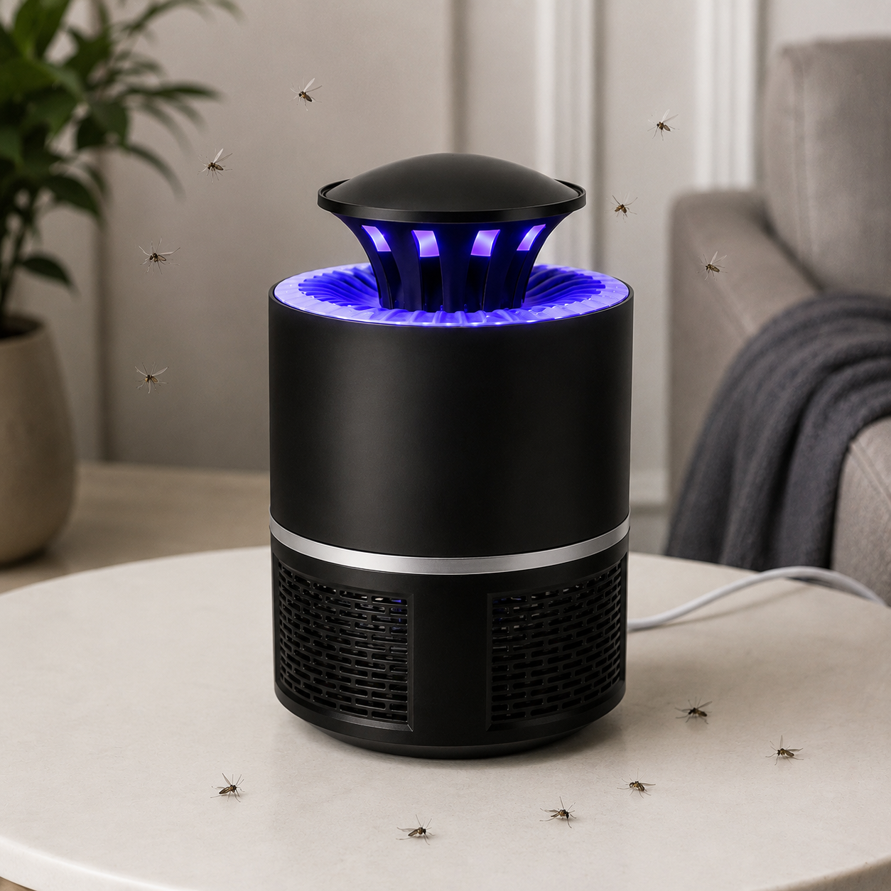 USB Rechargeable UV Mosquito Killer Lamp LED Night Light Indoor Insect Trap for Bedroom, Home & Office