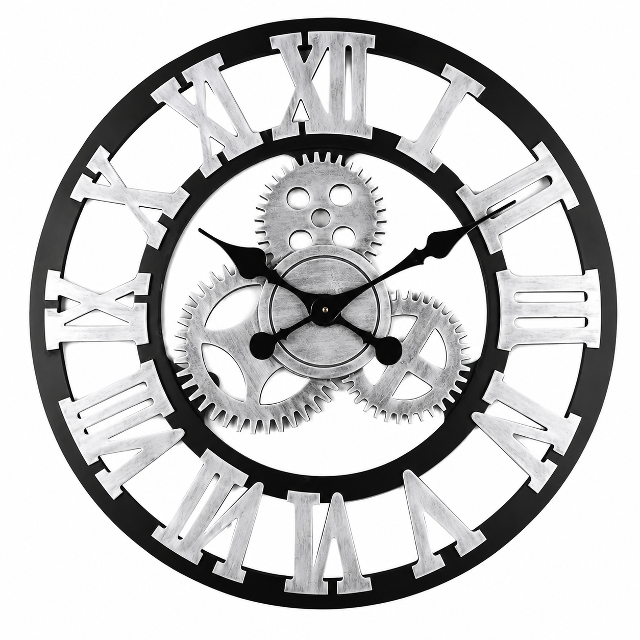 Luxury Silver Roman Wall Clock Modern Decorative Wall Clock for Living Room, Bedroom & Office