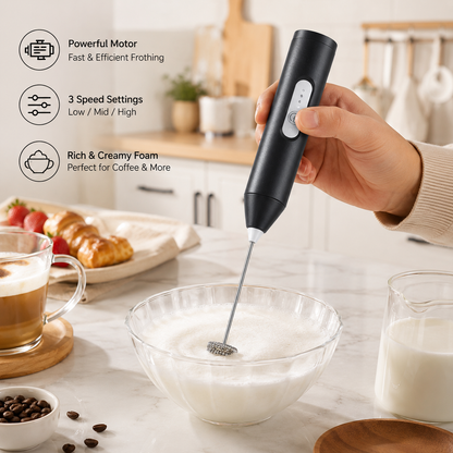Wireless USB Milk Frother Handheld Electric Coffee Mixer Foam Maker for Cappuccino, Latte & Hot Chocolate