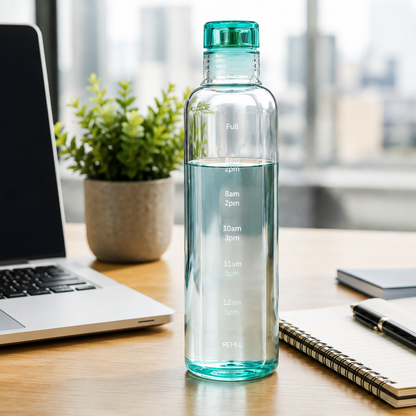 500ml Motivational Water Bottle with Time Markers Transparent Leakproof Fitness & Daily Hydration Bottle