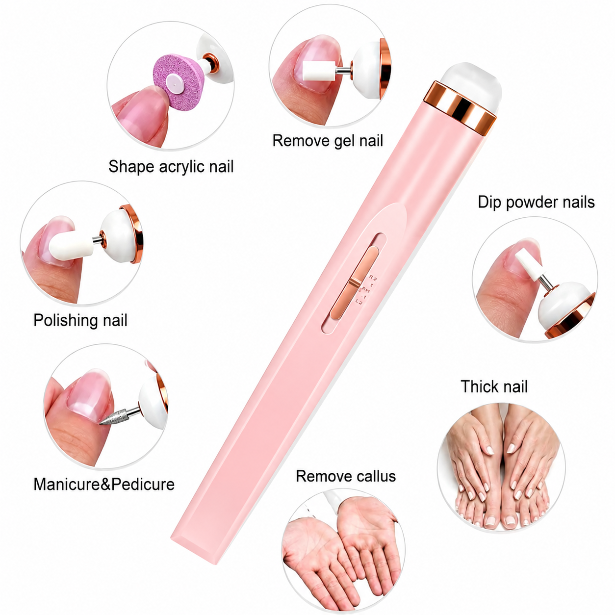 Electric Nail File Set Rechargeable Cordless Manicure Kit Portable Nail Grinding Polisher Nail Kit Care Tools