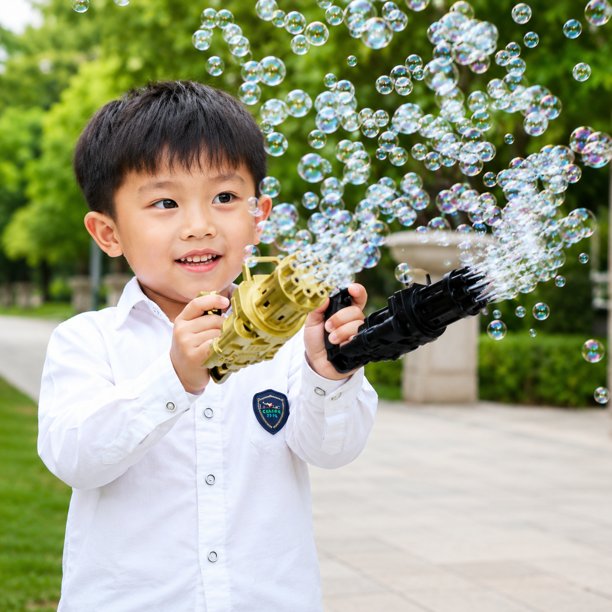 Automatic Bubble Gun Machine Fun Outdoor Toy for Kids