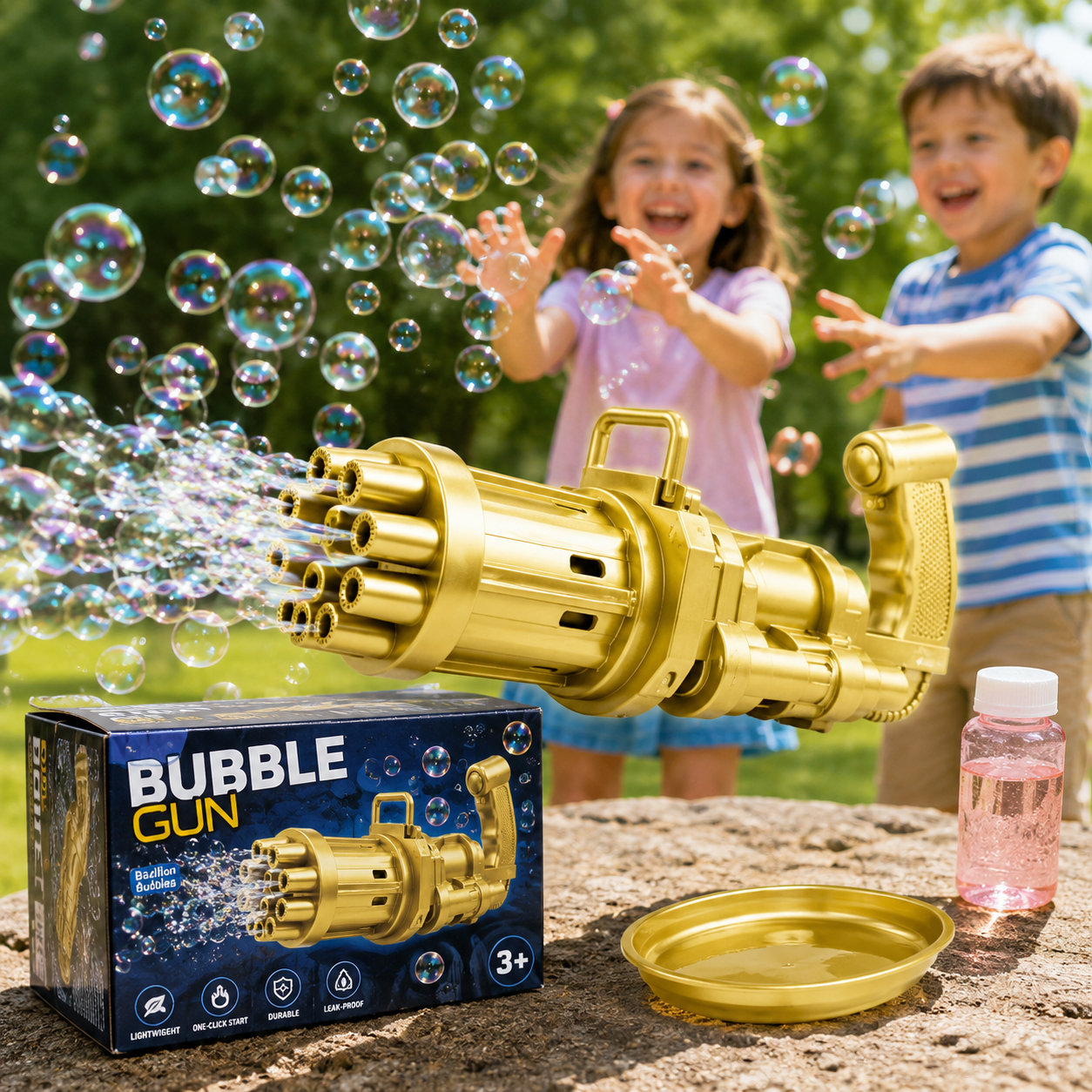 Automatic Bubble Gun Machine Fun Outdoor Toy for Kids